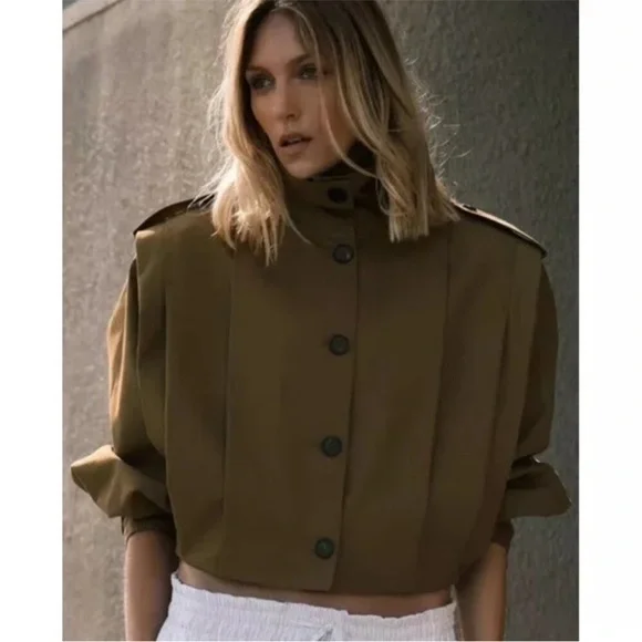 NEW!!! ZARA PLEATED JACKET WITH TABS ZW COLLECTION Size L - Picture 12 of 13